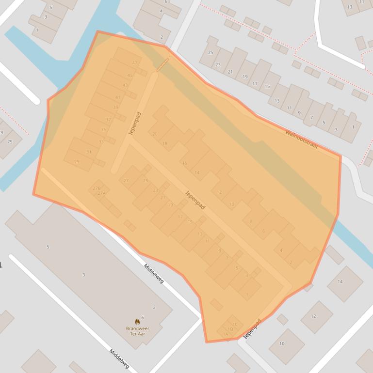 Kaart van postcodegebied 2461CZ.