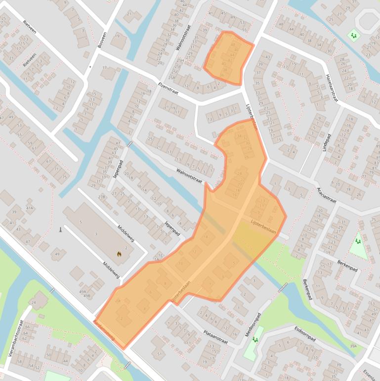 Kaart van postcodegebied 2461DA.