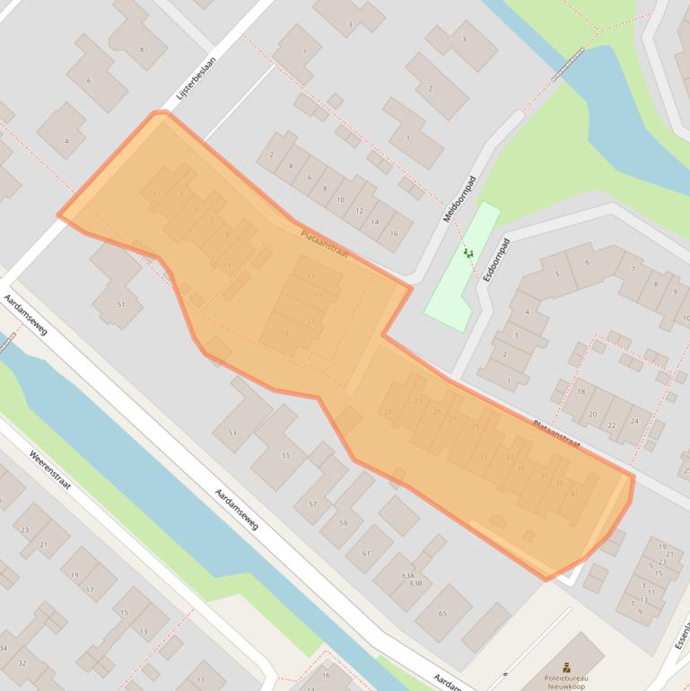 Kaart van postcodegebied 2461DC.