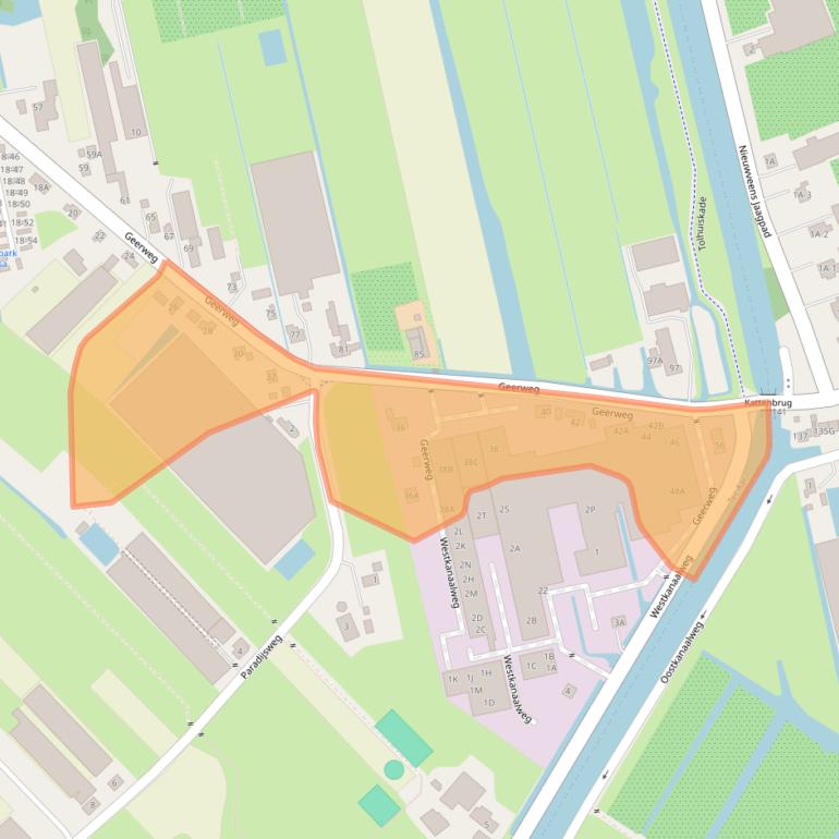 Kaart van postcodegebied 2461EB.