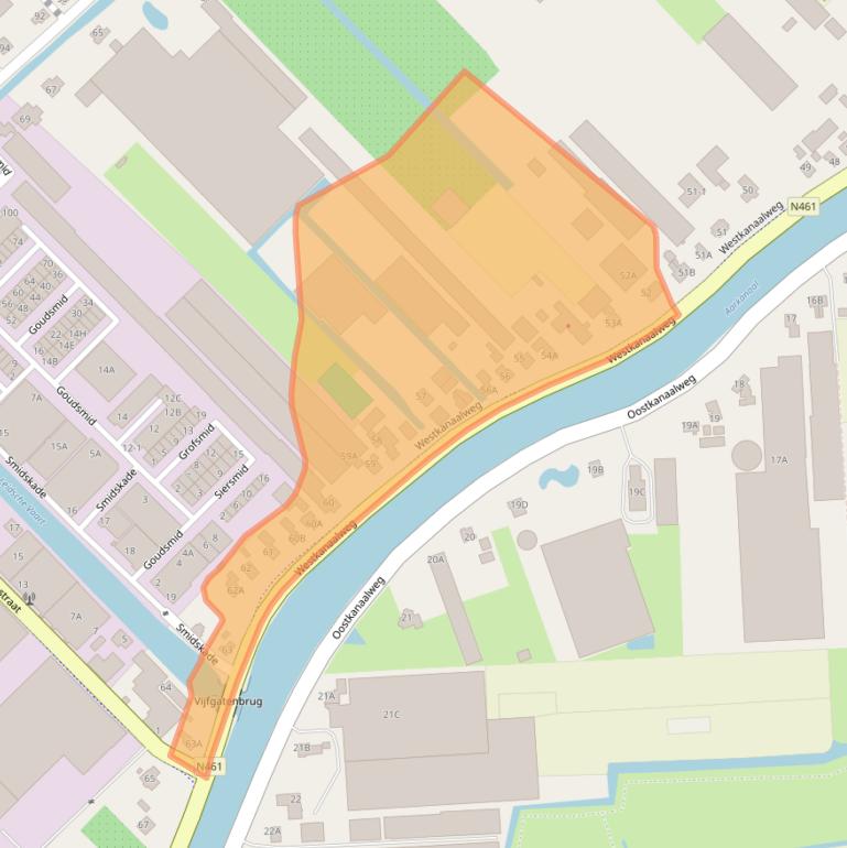 Kaart van postcodegebied 2461EG.