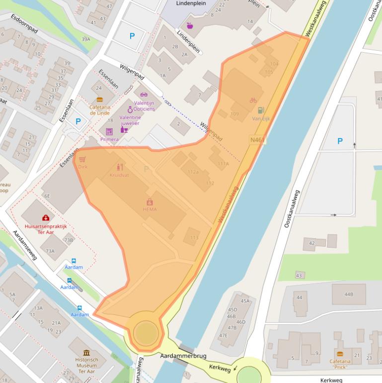 Kaart van postcodegebied 2461EK.