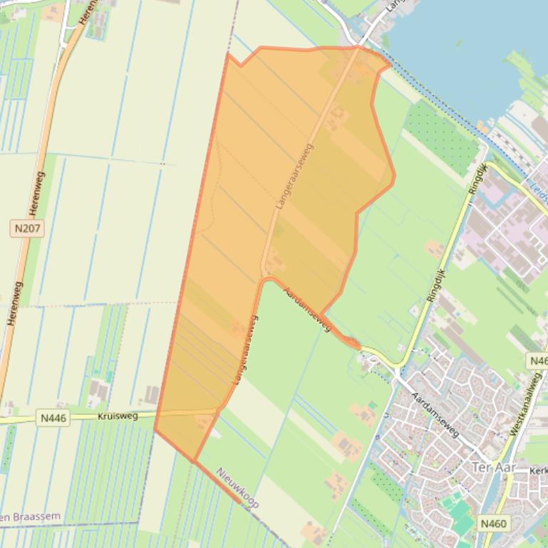 Kaart van postcodegebied 2461GX.