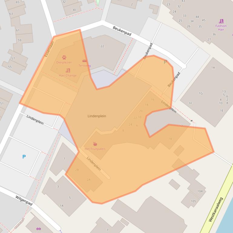 Kaart van postcodegebied 2461JC.