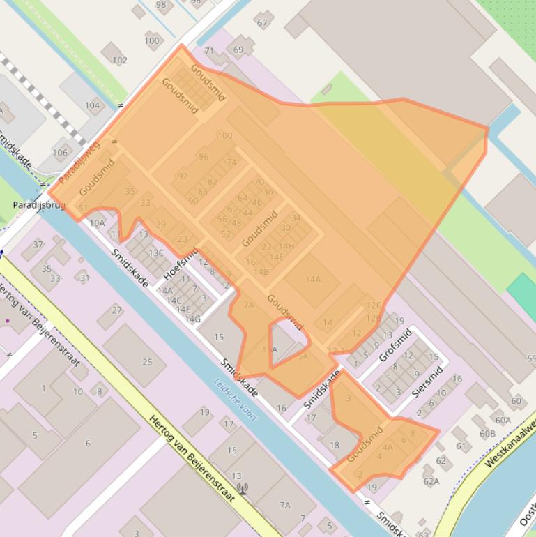 Kaart van postcodegebied 2461LZ.