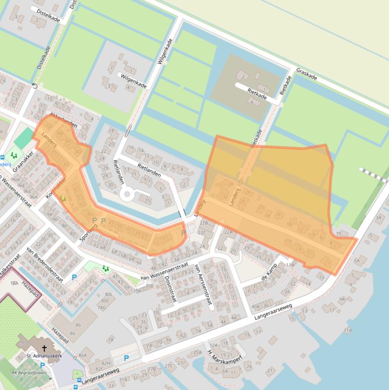 Kaart van postcodegebied 2461ND.