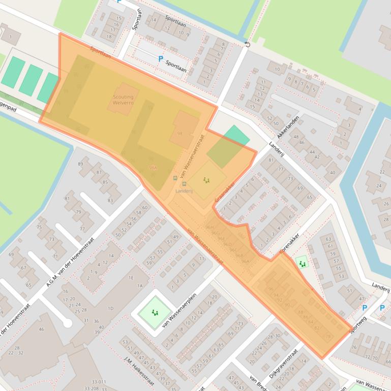 Kaart van postcodegebied 2461RE.