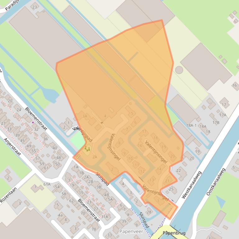 Kaart van postcodegebied 2461SW.