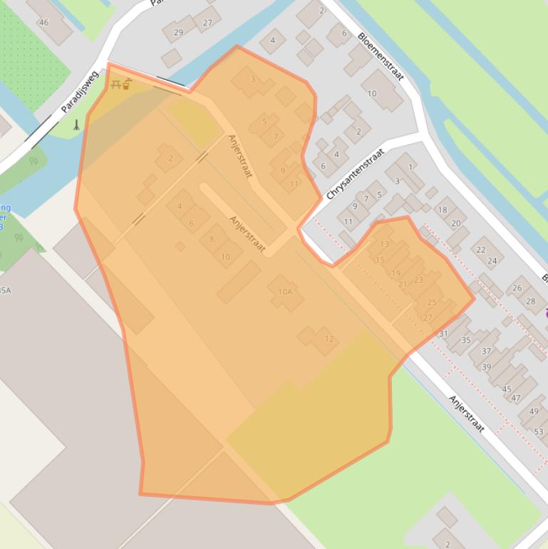 Kaart van postcodegebied 2461TE.