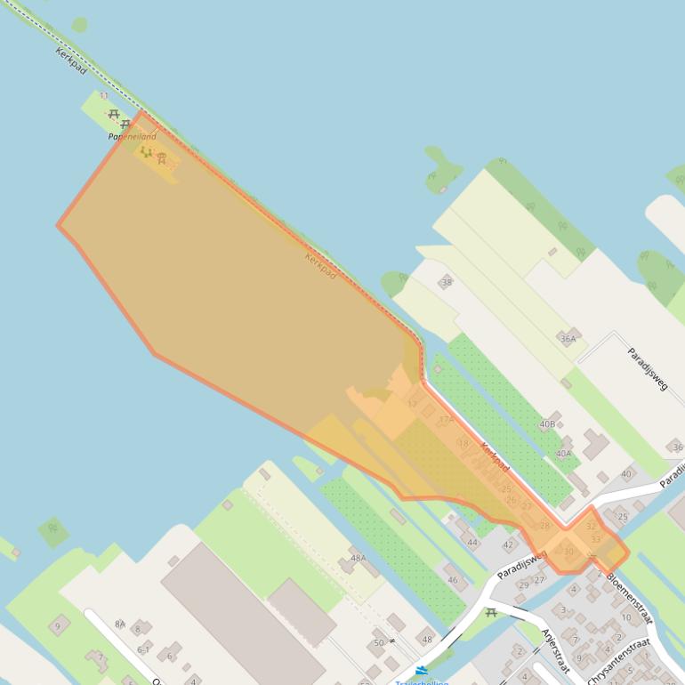 Kaart van postcodegebied 2461TJ.