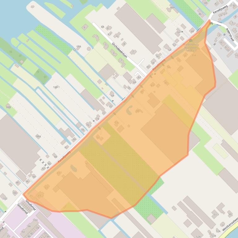 Kaart van postcodegebied 2461TL.