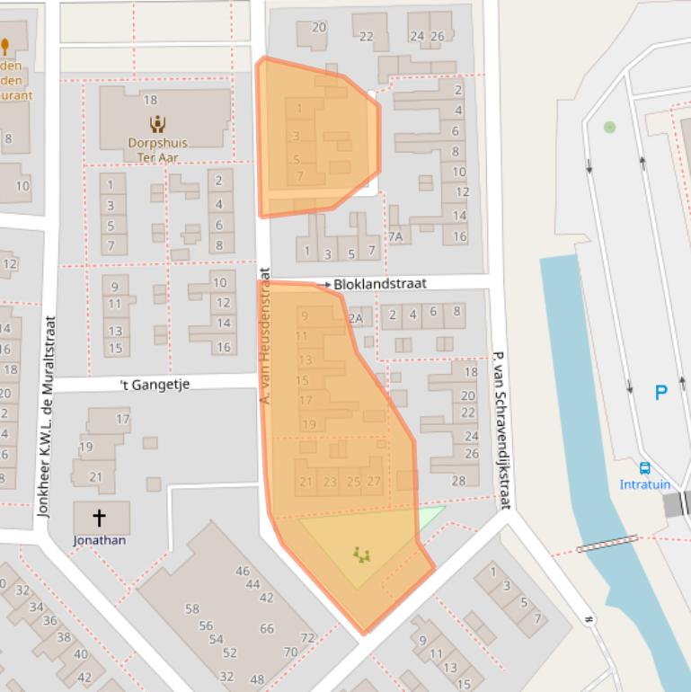 Kaart van postcodegebied 2461VJ.
