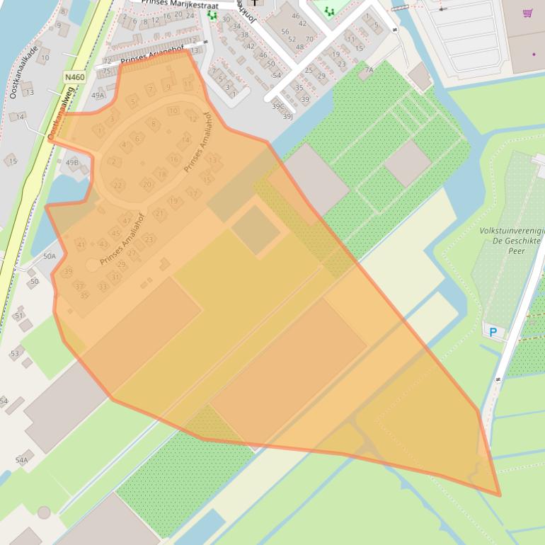 Kaart van postcodegebied 2461VV.