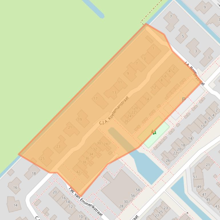 Kaart van postcodegebied 2461WD.