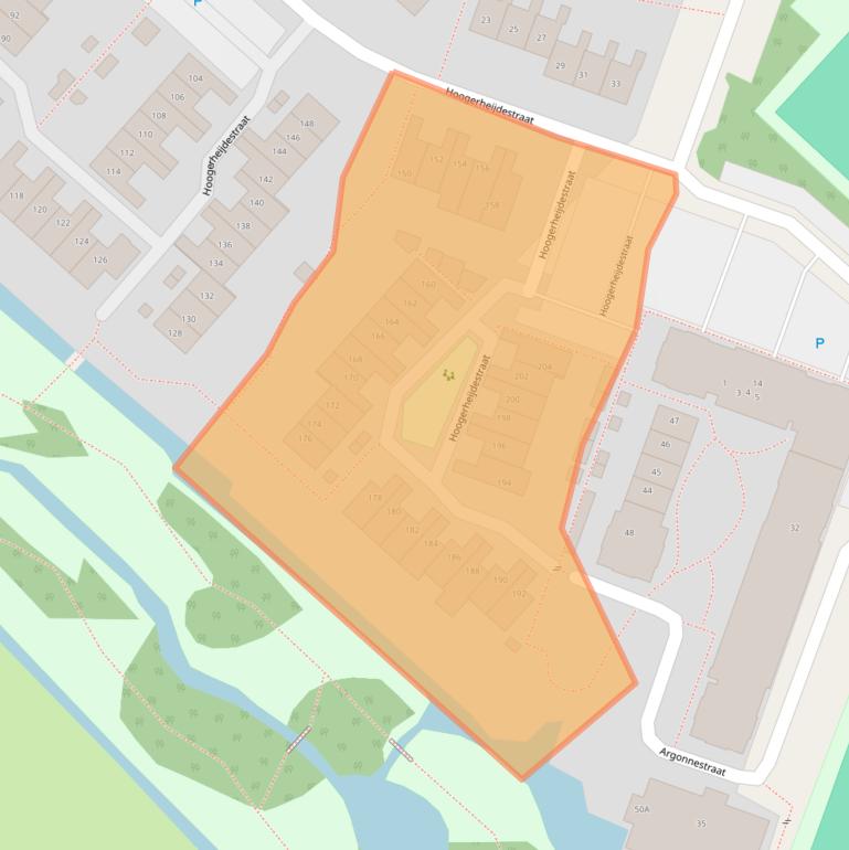 Kaart van postcodegebied 2461XJ.