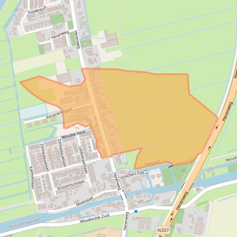 Kaart van postcodegebied 2465AH.