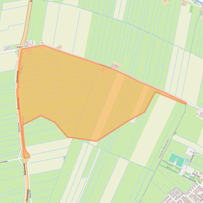 Kaart van postcodegebied 2465AZ.