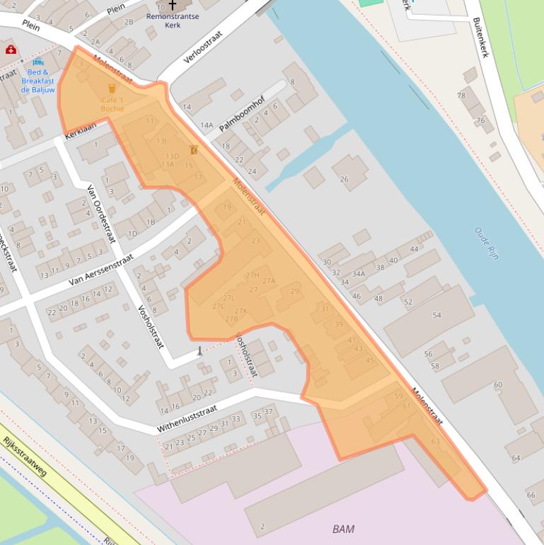 Kaart van postcodegebied 2471AA.