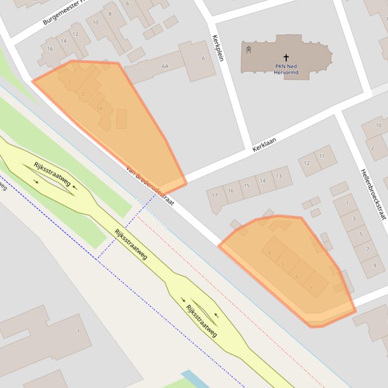 Kaart van postcodegebied 2471AJ.