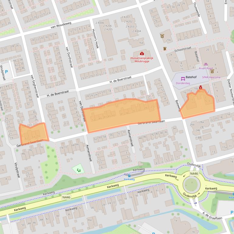 Kaart van postcodegebied 2481AH.