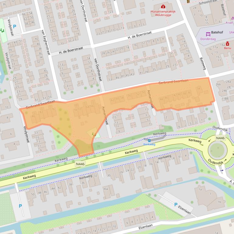 Kaart van postcodegebied 2481AK.