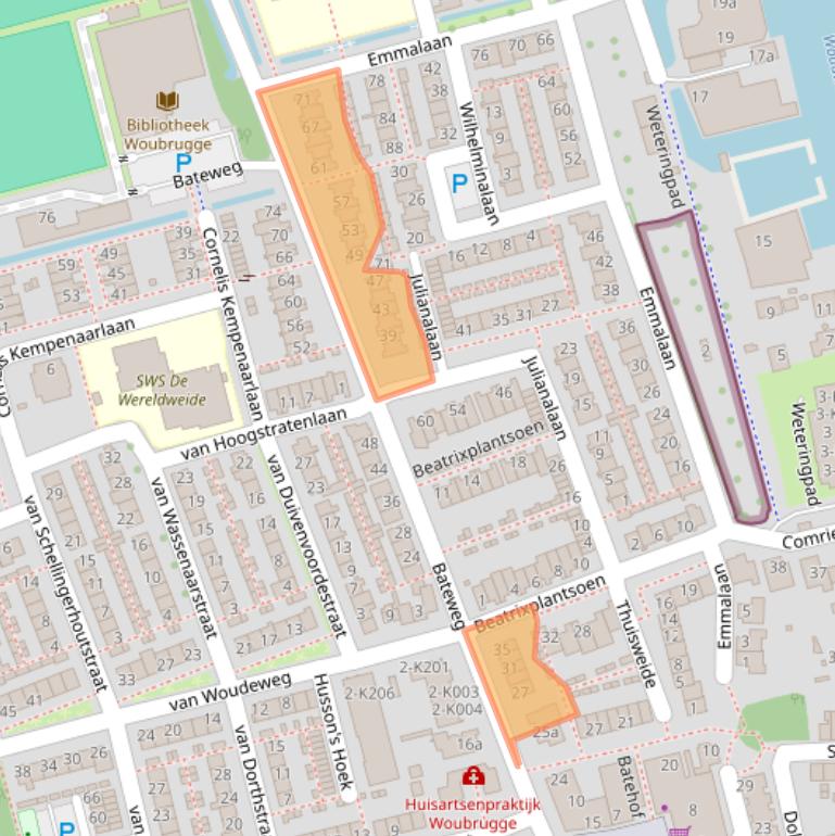 Kaart van postcodegebied 2481AM.