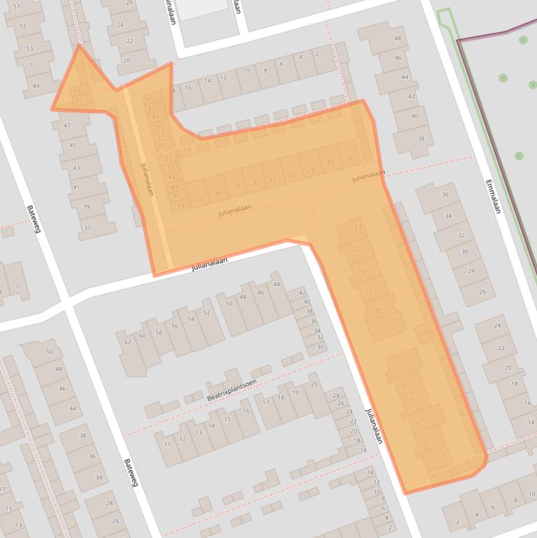 Kaart van postcodegebied 2481AX.
