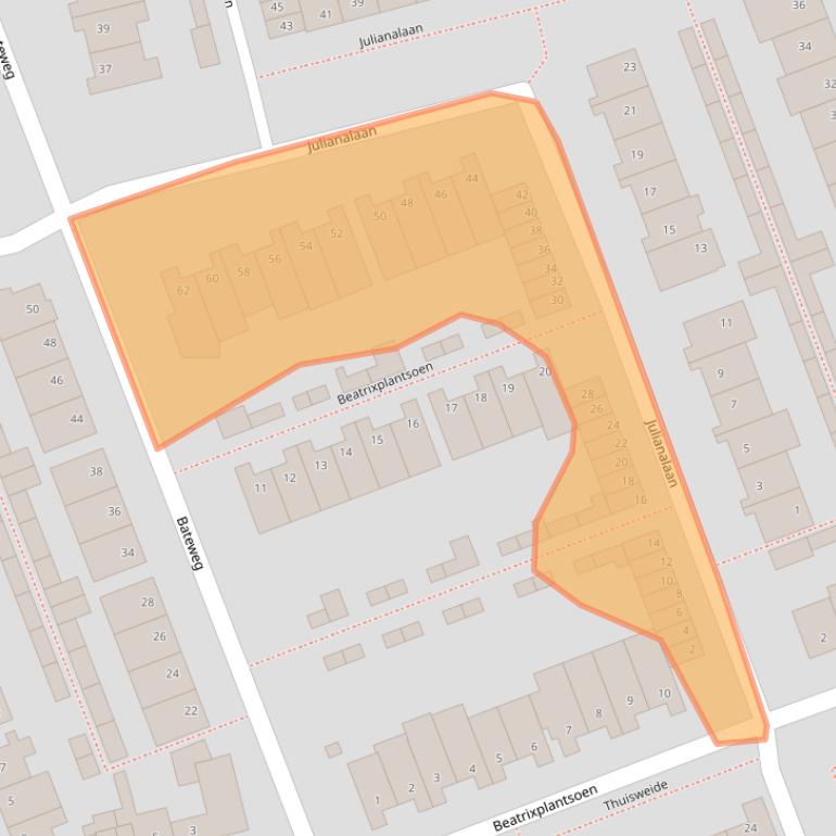 Kaart van postcodegebied 2481AZ.
