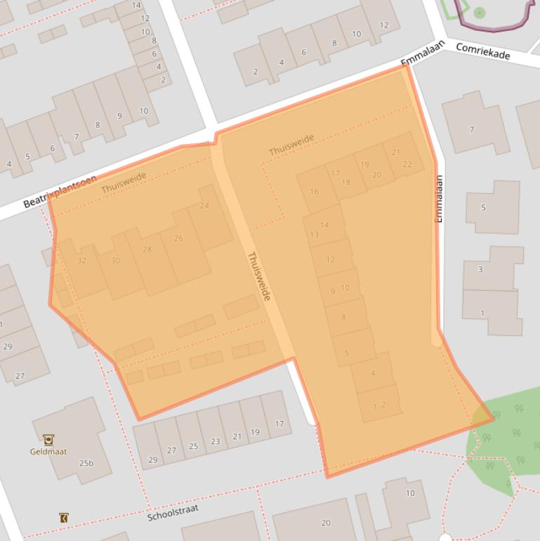 Kaart van postcodegebied 2481BK.