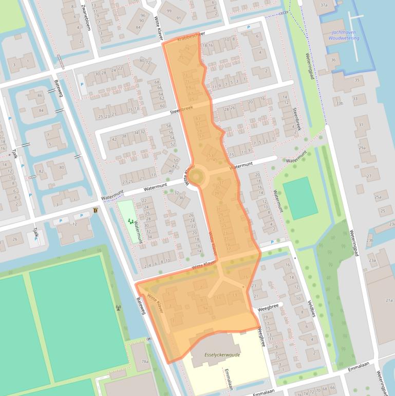Kaart van postcodegebied 2481CC.