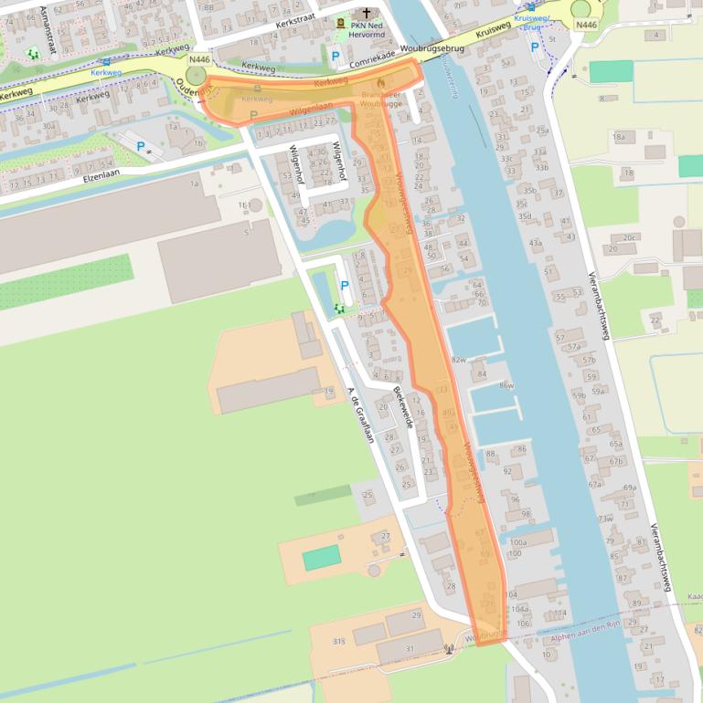 Kaart van postcodegebied 2481KM.