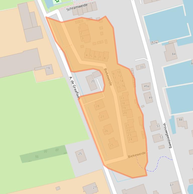 Kaart van postcodegebied 2481LX.