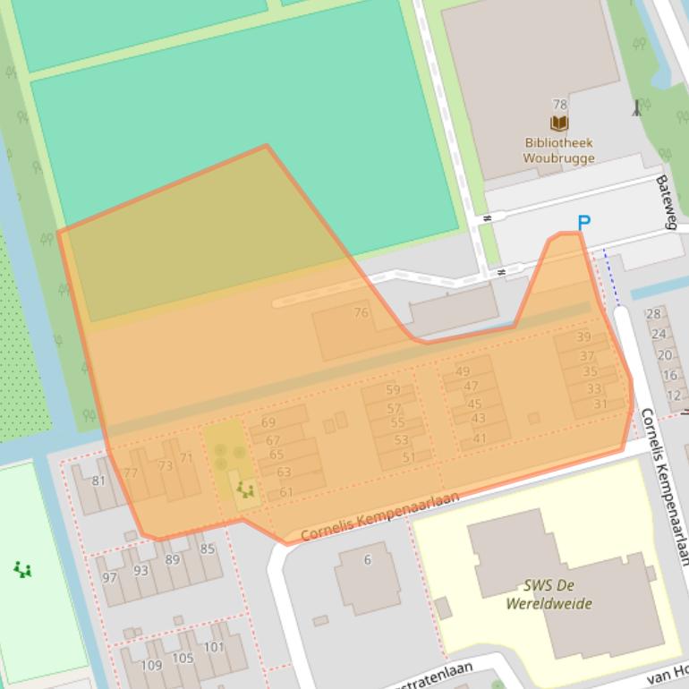 Kaart van postcodegebied 2481XA.