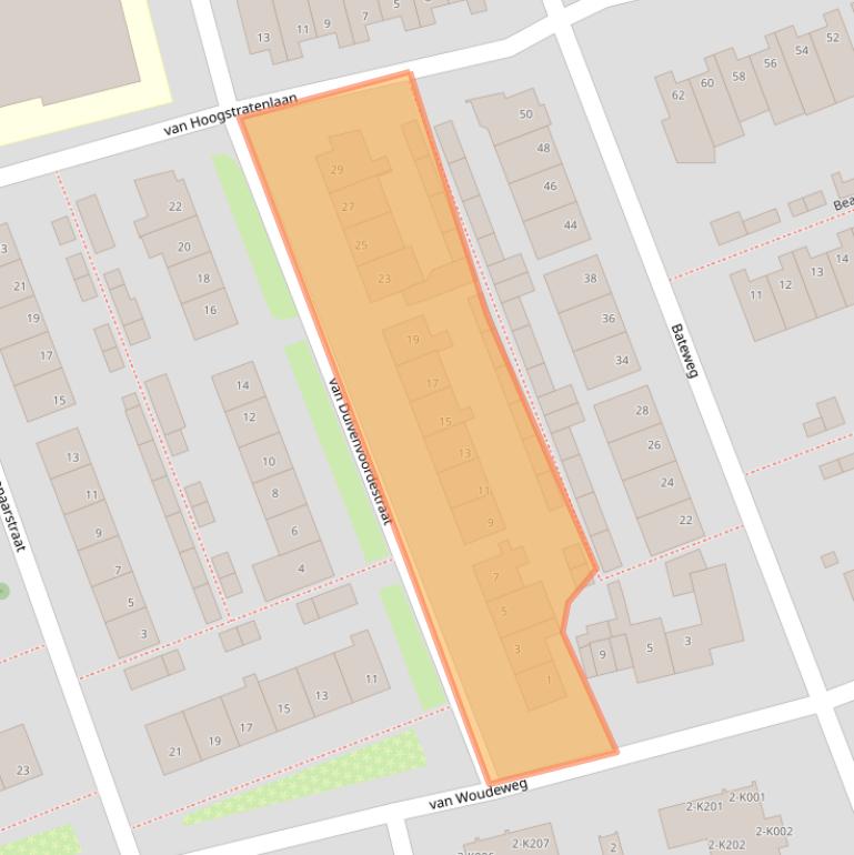 Kaart van postcodegebied 2481XK.
