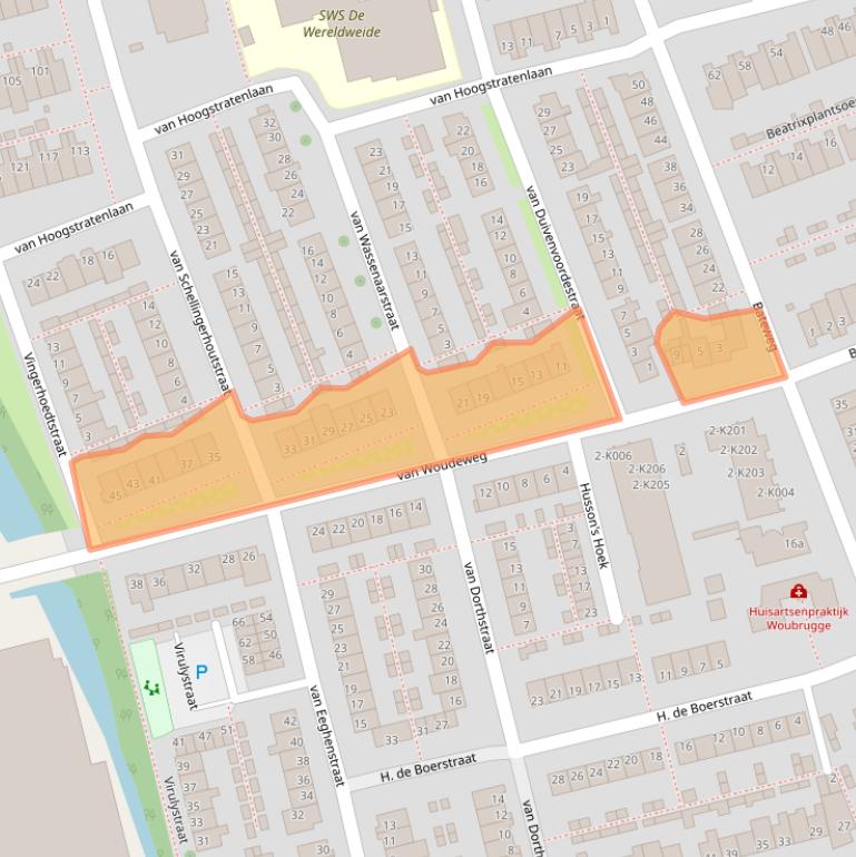 Kaart van postcodegebied 2481XM.
