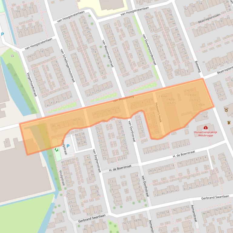 Kaart van postcodegebied 2481XN.