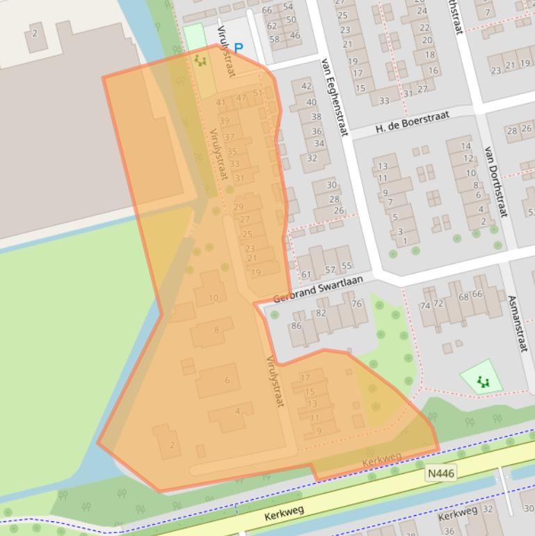 Kaart van postcodegebied 2481XP.