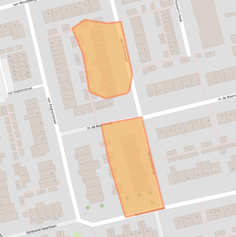 Kaart van postcodegebied 2481XV.