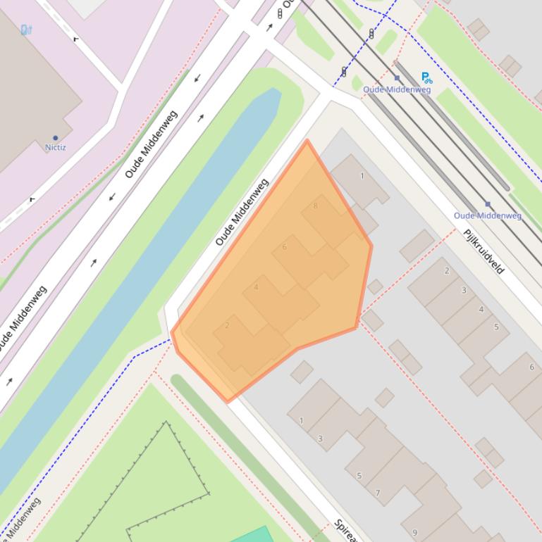 Kaart van postcodegebied 2491AA.