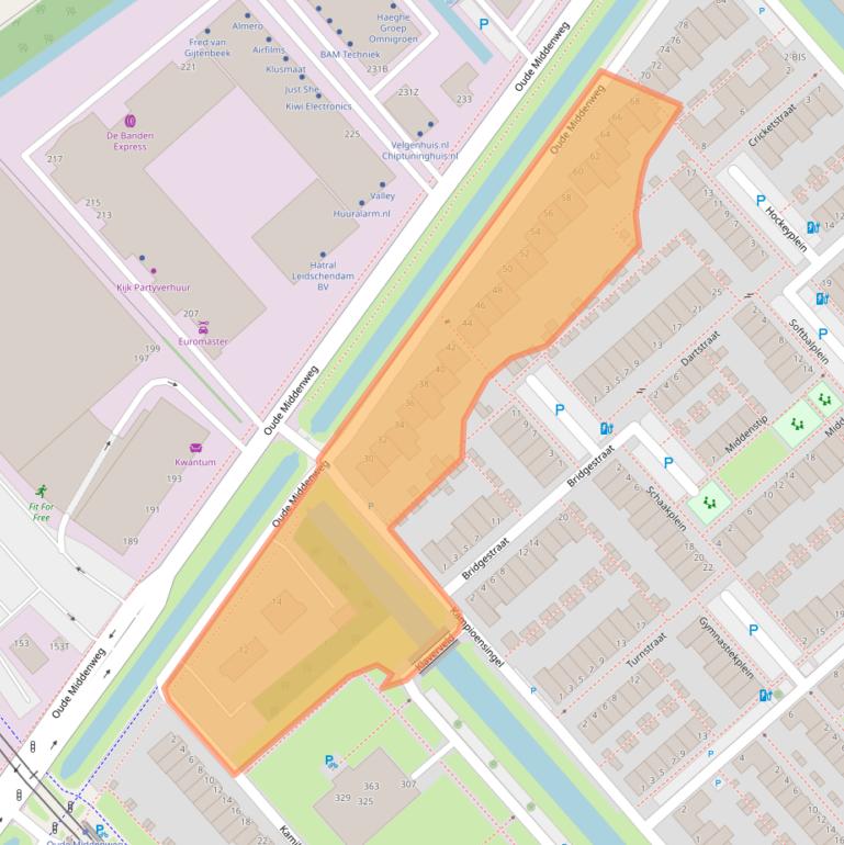 Kaart van postcodegebied 2491AB.