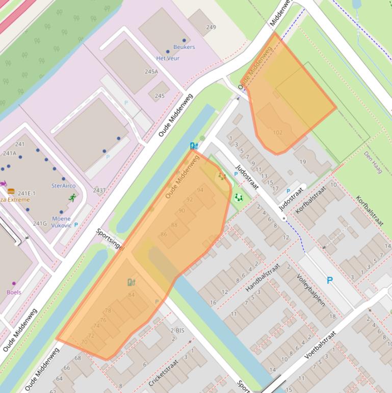 Kaart van postcodegebied 2491AD.