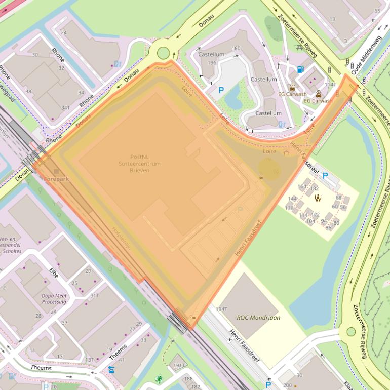 Kaart van postcodegebied 2491AN.