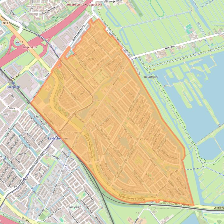 Kaart van postcodegebied 2492.