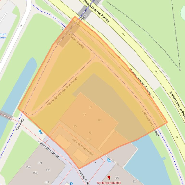 Kaart van postcodegebied 2492JA.