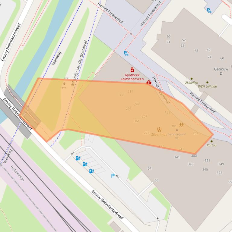 Kaart van postcodegebied 2492JC.