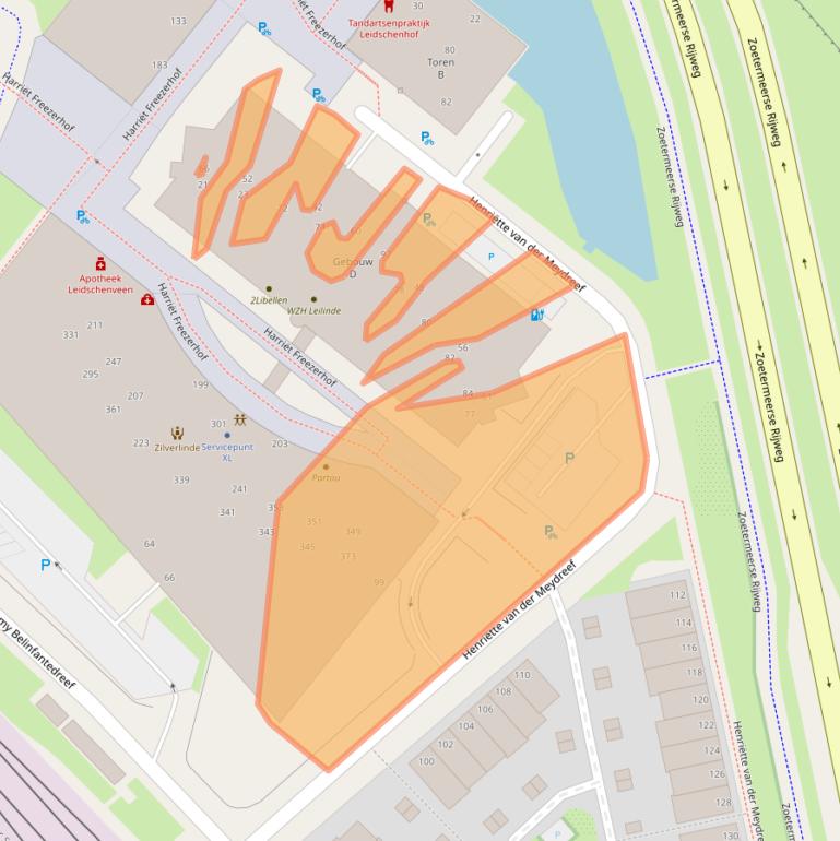 Kaart van postcodegebied 2492JE.