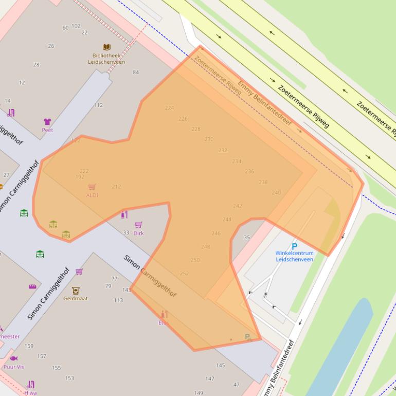 Kaart van postcodegebied 2492JN.