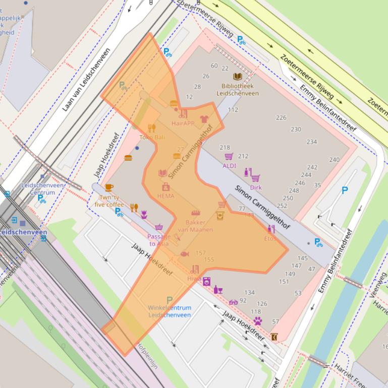 Kaart van postcodegebied 2492JR.