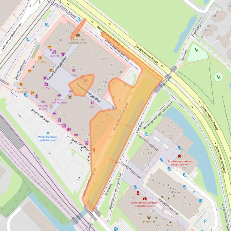 Kaart van postcodegebied 2492JT.