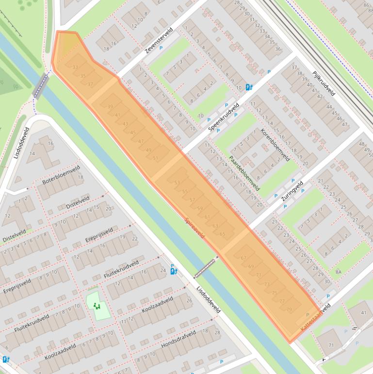 Kaart van postcodegebied 2492LD.